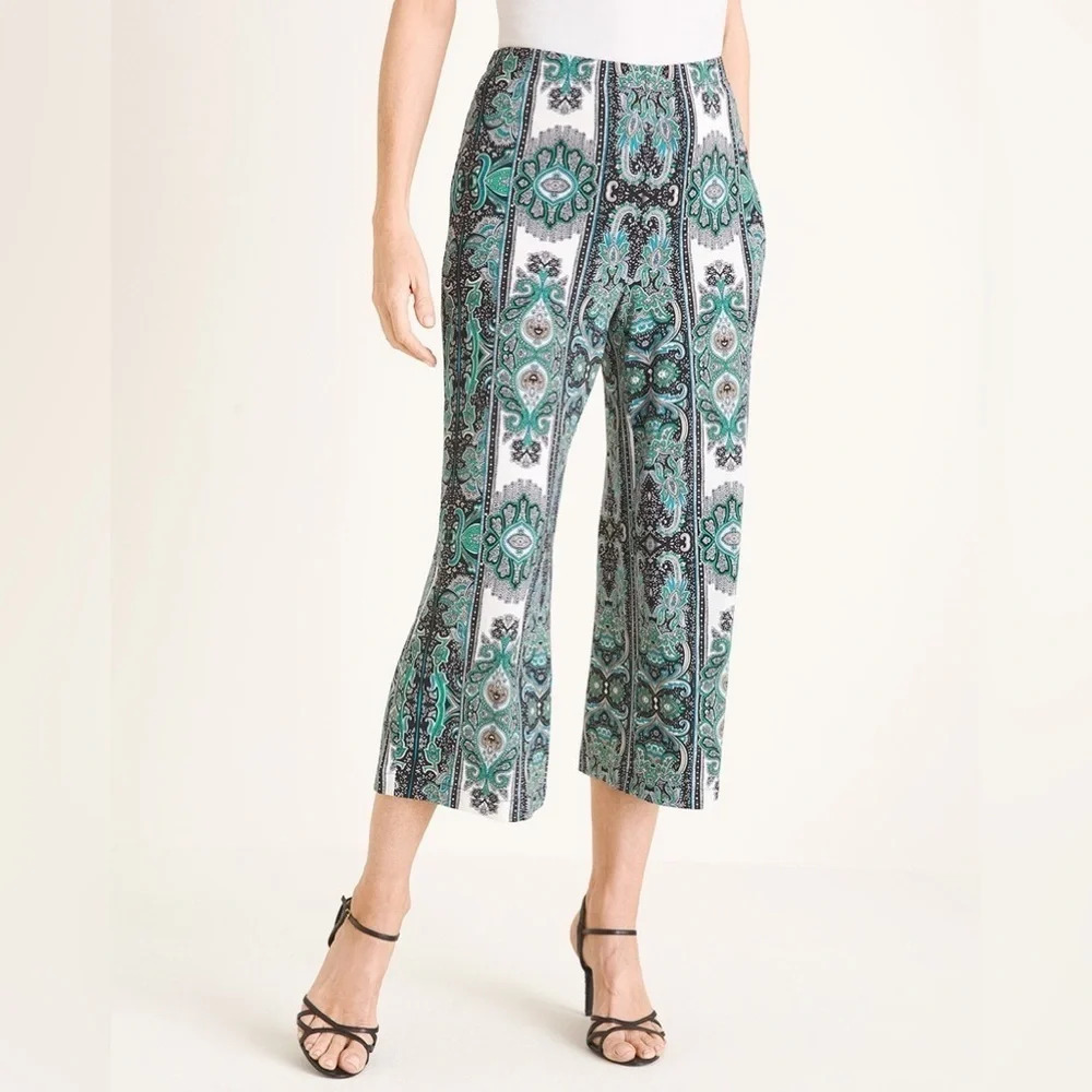 SET Chico’s Traveler’s Paisley Palooza Crop Wide Leg Pants and Top SET - Picture 9 of 12
